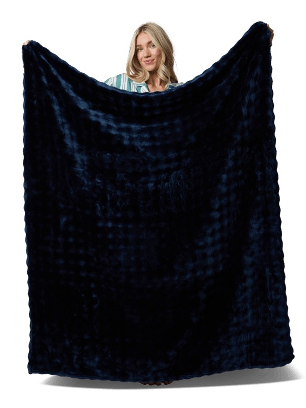 Plush Faux Fur Throw Blanket - Navy